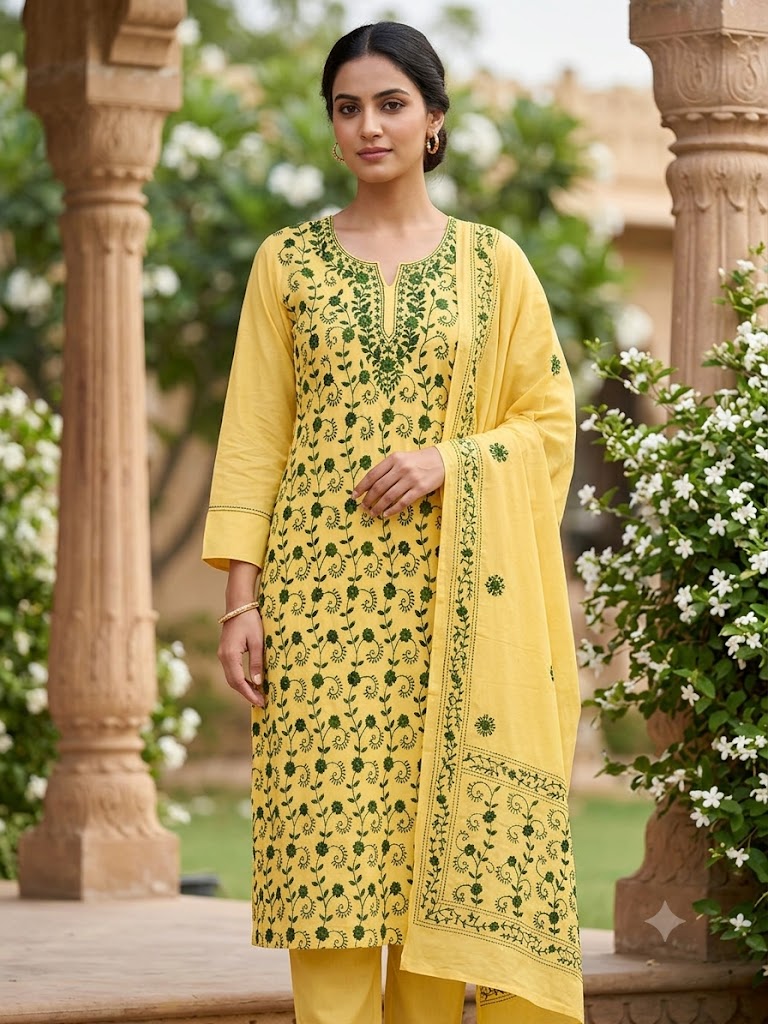 Chikonwala's Exclusive Hand Embroidered Fulkari Dress