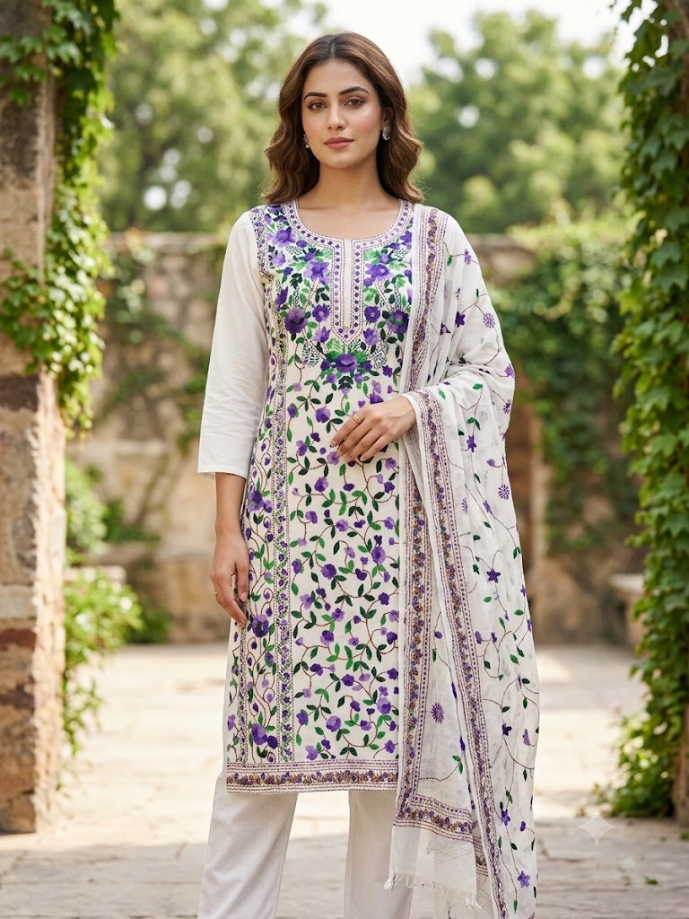 Chikonwala's Exclusive Hand Embroidered Fulkari Dress
