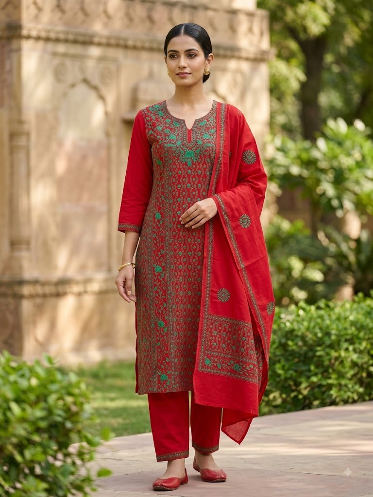 Chikonwala's Exclusive Hand Embroidered Fulkari Dress