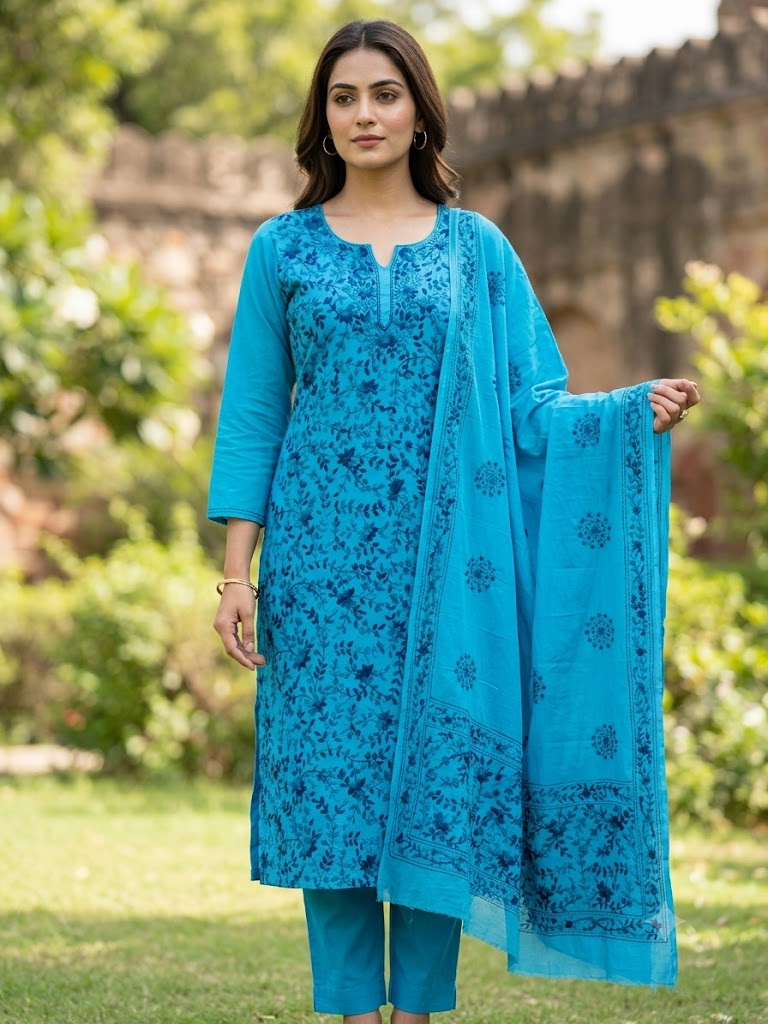 Chikonwala's Exclusive Hand Embroidered Fulkari Dress
