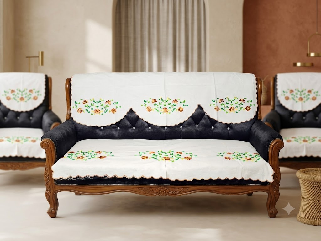 Hand Embroidered Sofa Cover (3+1+1 Seater)
