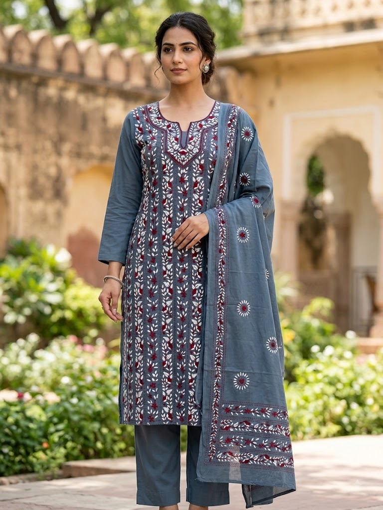 Chikonwala's Exclusive Hand Embroidered Fulkari Dress