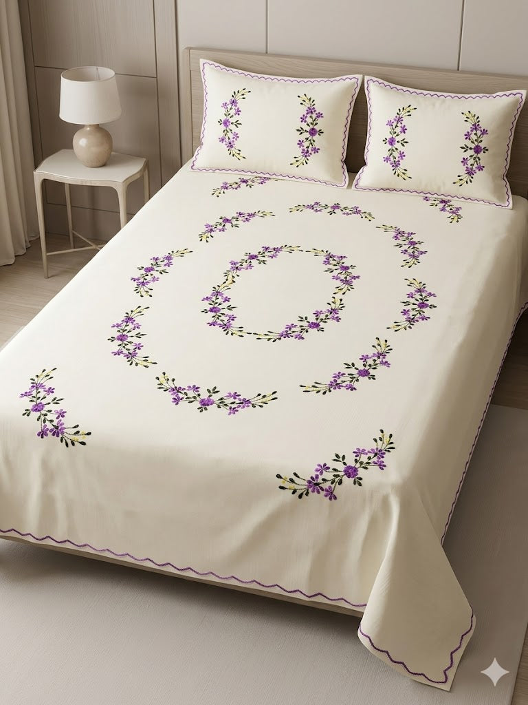 Chikonwala's Hand Embroidered Floral Design Bedsheet