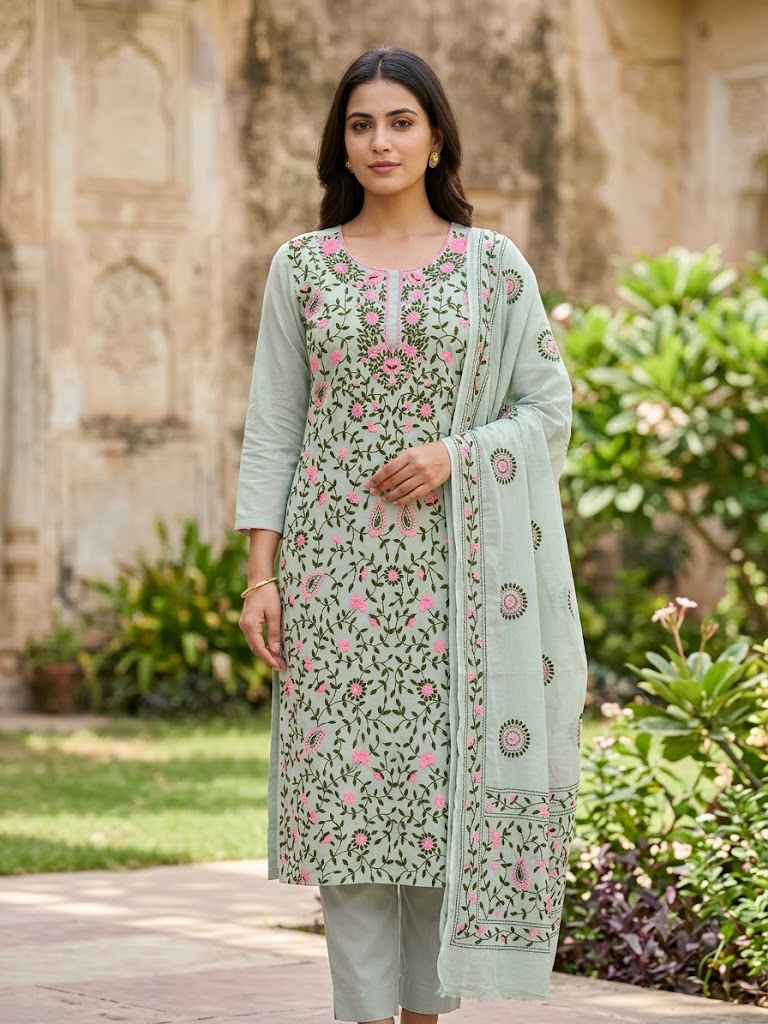Chikonwala's Exclusive Hand Embroidered Fulkari Dress