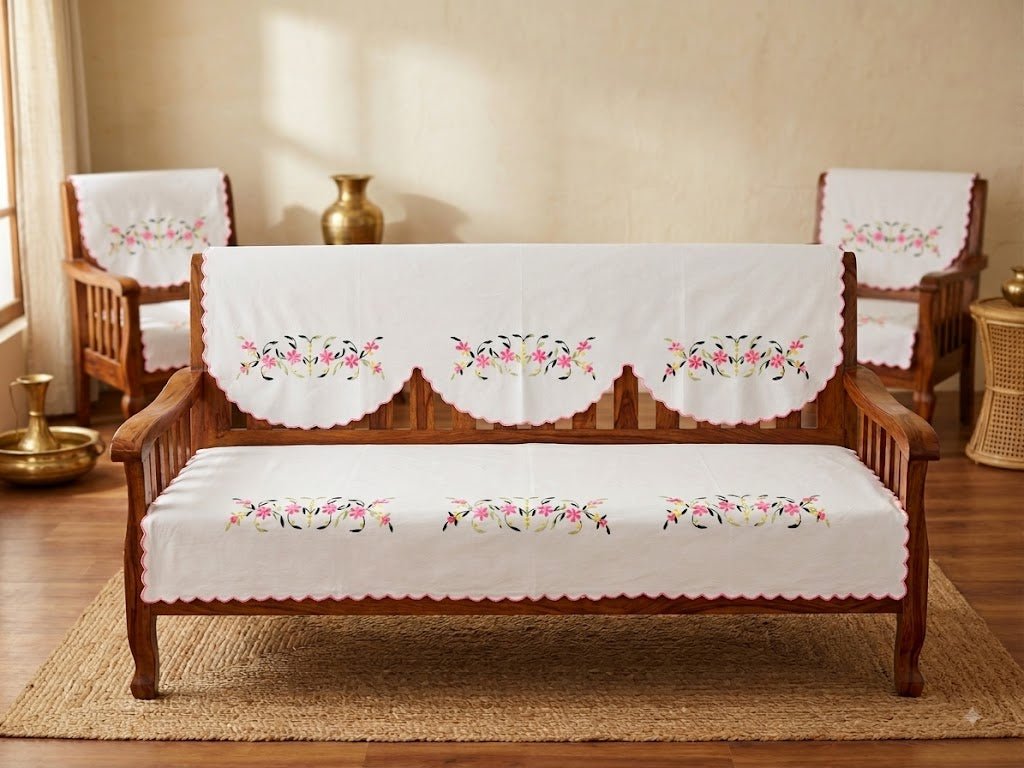 Hand Embroidered Sofa Cover (3+1+1 Seater)