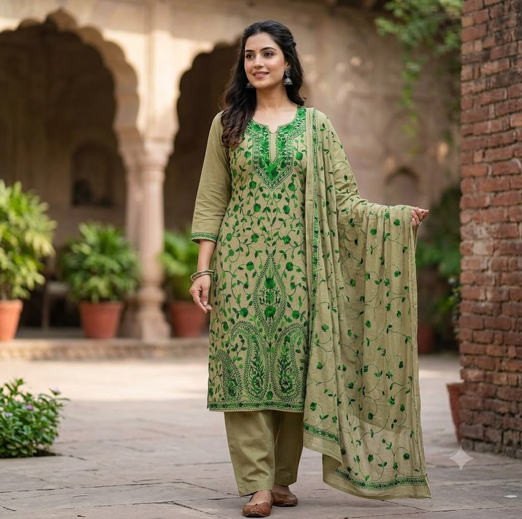 Chikonwala's Exclusive Hand Embroidered Fulkari Dress