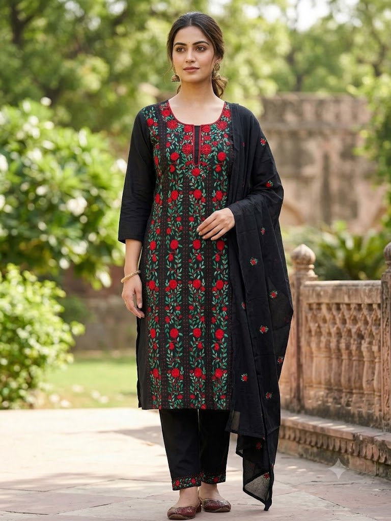 Chikonwala's Exclusive Hand Embroidered Fulkari Dress
