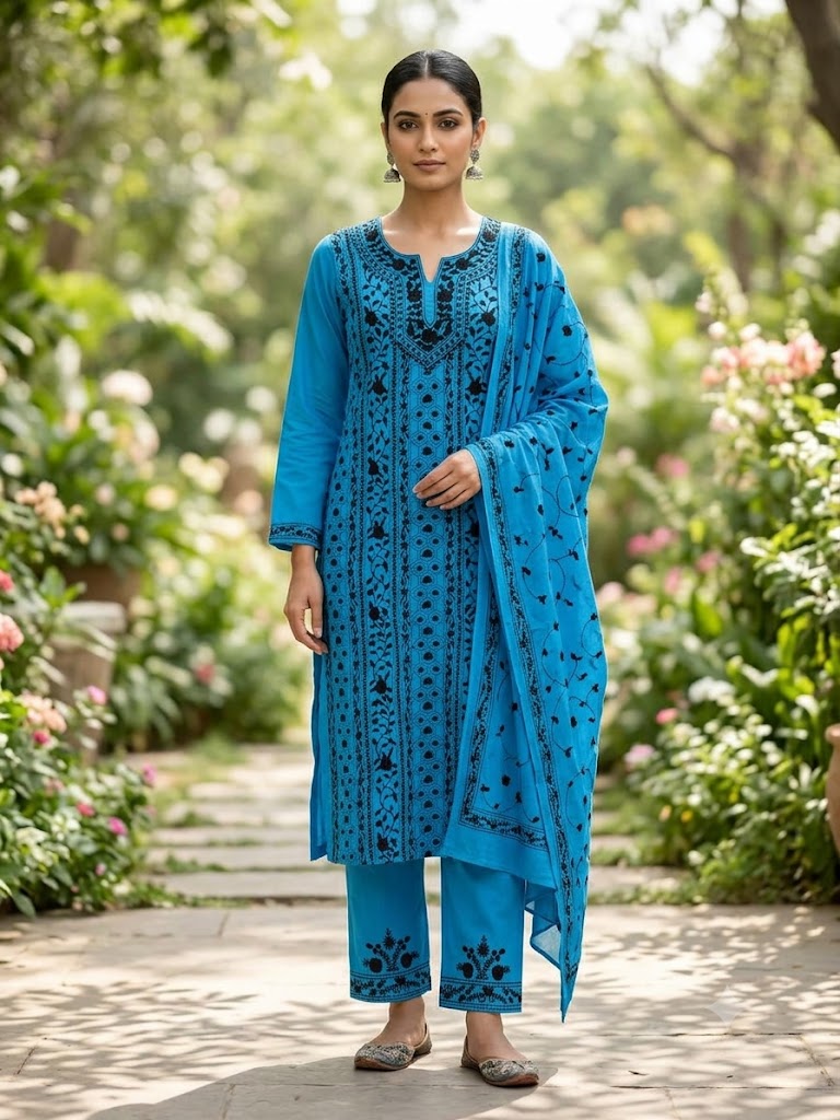 Chikonwala's Exclusive Hand Embroidered Fulkari Dress