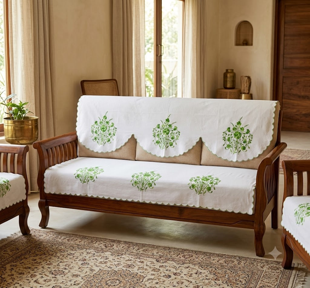 Hand Embroidered Sofa Cover (3+1+1 Seater)