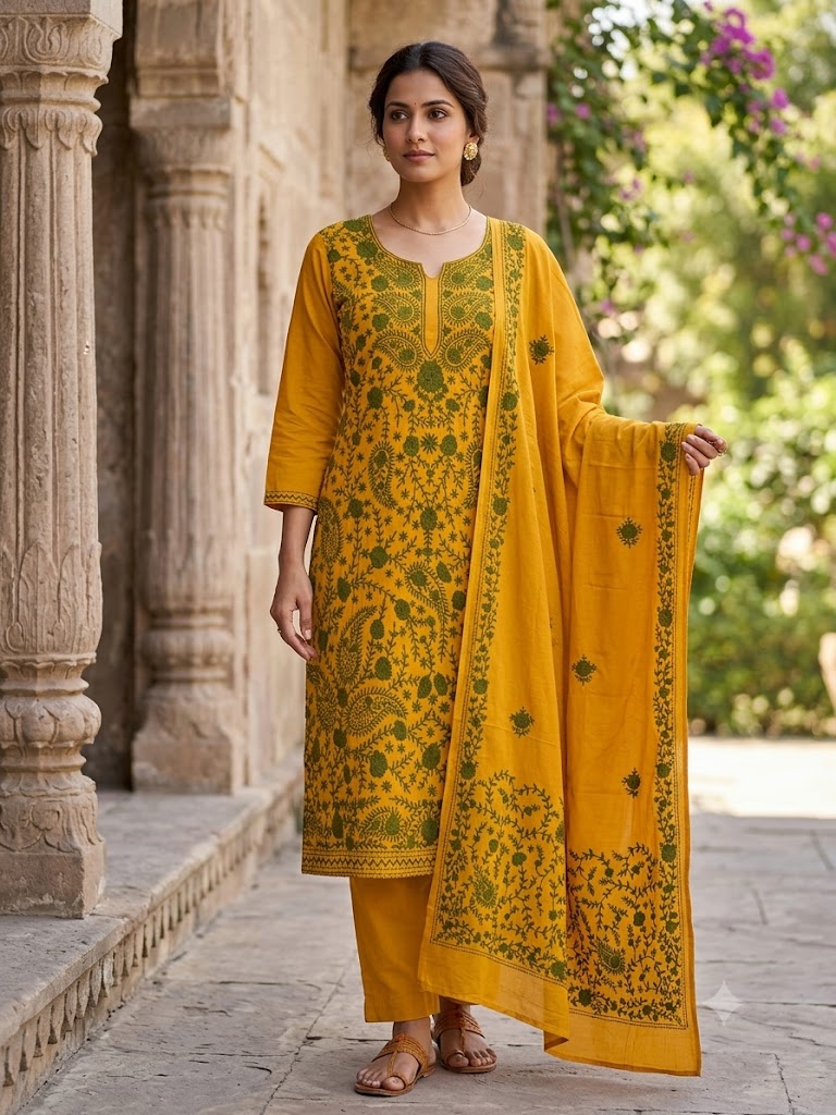 Chikonwala's Exclusive Hand Embroidered Fulkari Dress