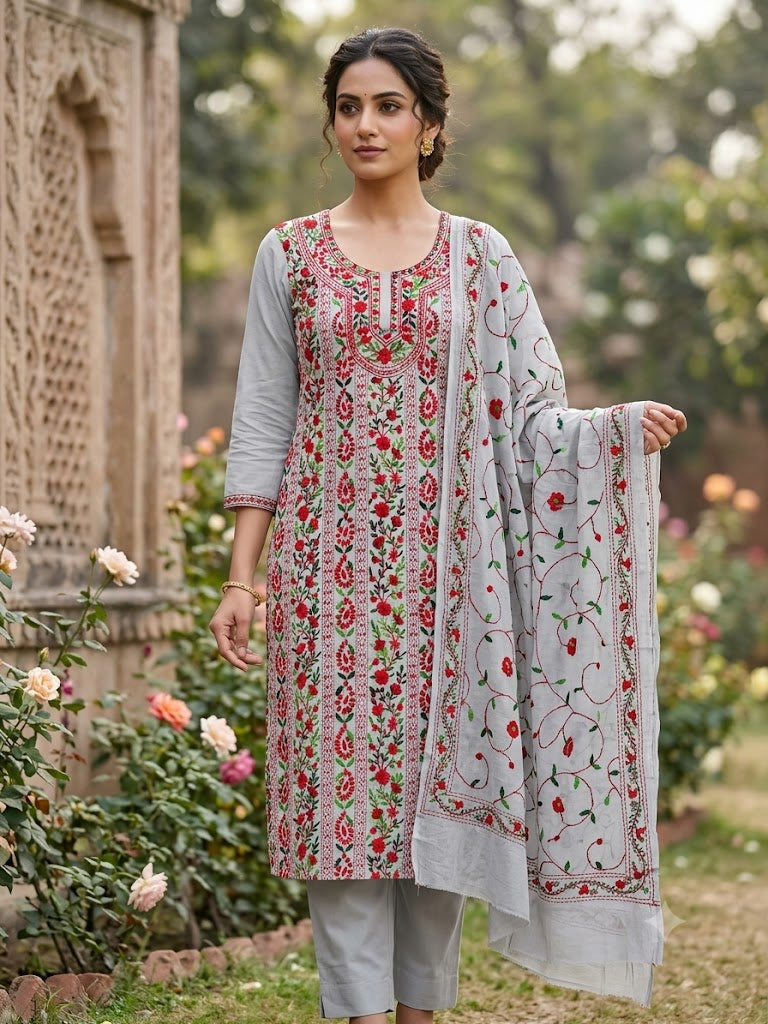 Chikonwala's Exclusive Hand Embroidered Fulkari Dress