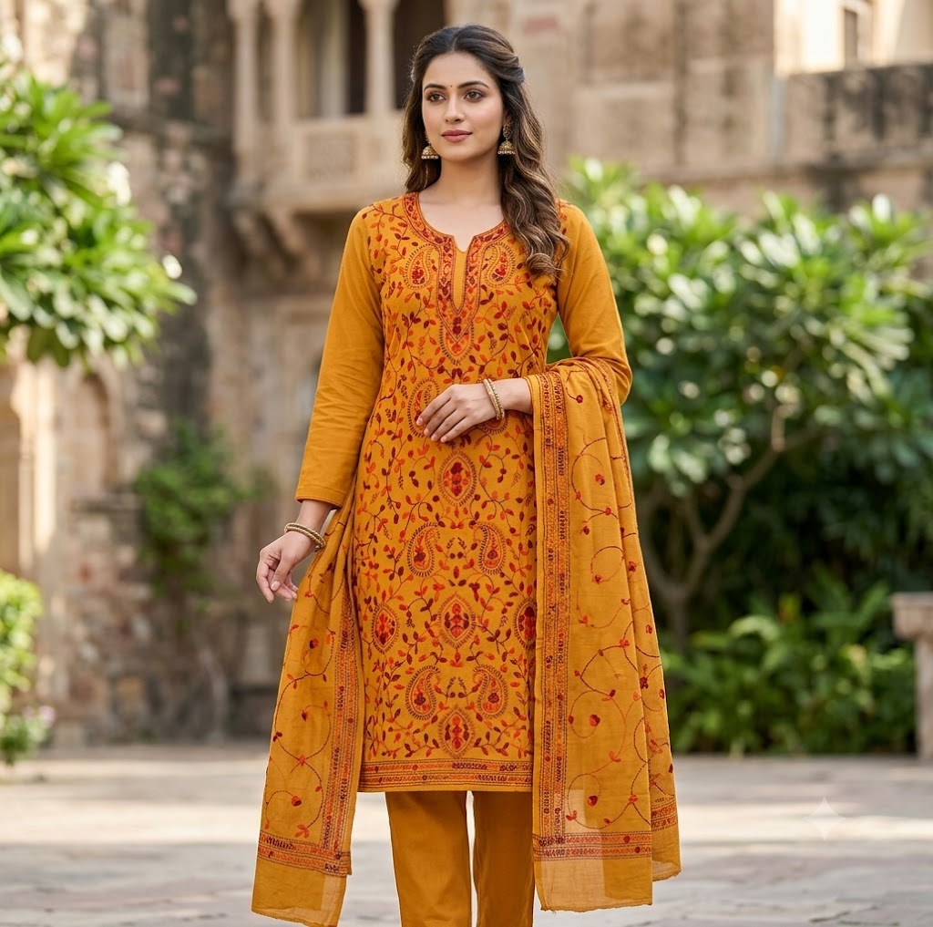 Chikonwala's Exclusive Hand Embroidered Fulkari Dress