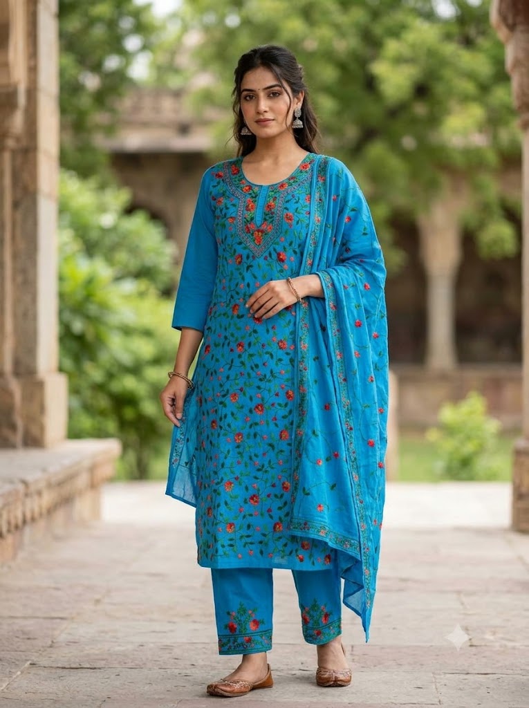 Chikonwala's Exclusive Hand Embroidered Fulkari Dress