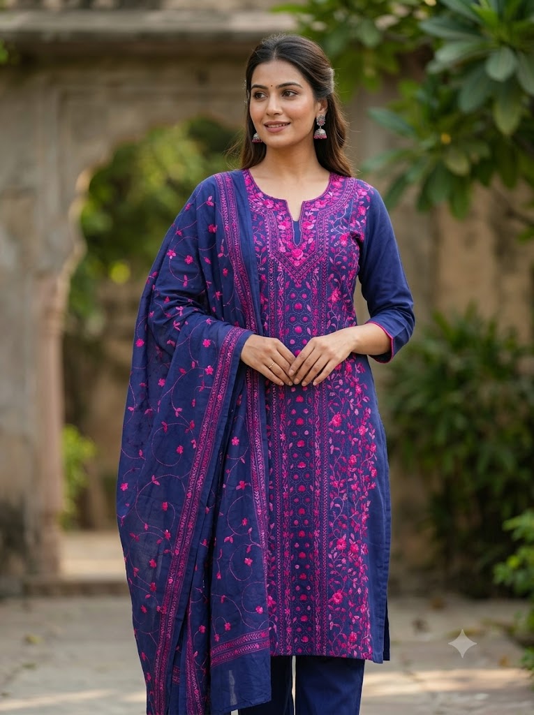 Chikonwala's Exclusive Hand Embroidered Fulkari Dress