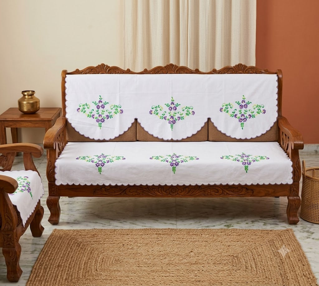 Hand Embroidered Sofa Cover (3+1+1 Seater)