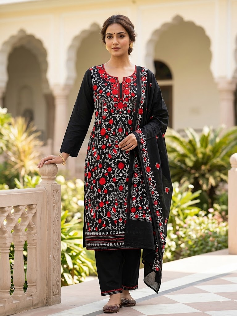 Chikonwala's Exclusive Hand Embroidered Fulkari Dress