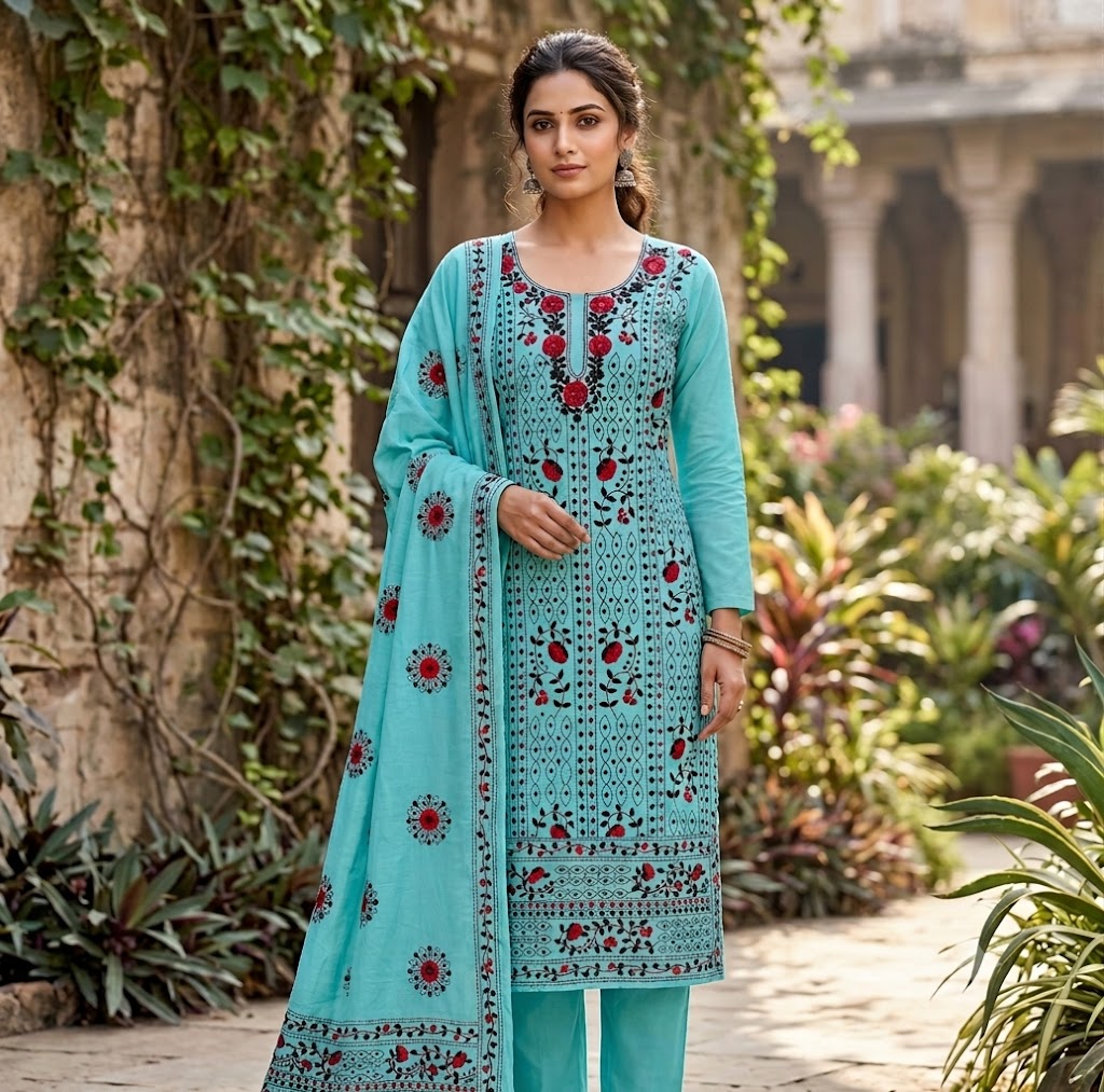 Chikonwala's Exclusive Hand Embroidered Fulkari Dress