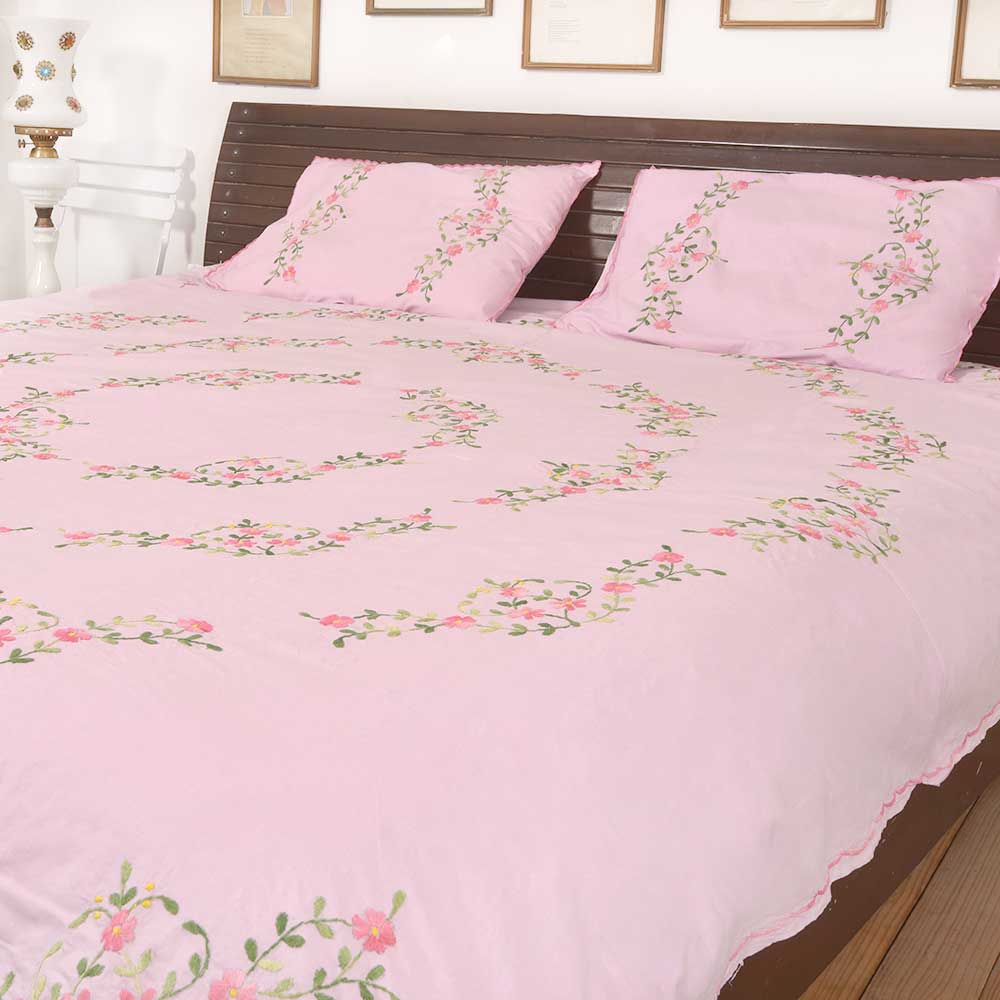 Chikonwala's Hand Embroidered Floral Design Bedsheet