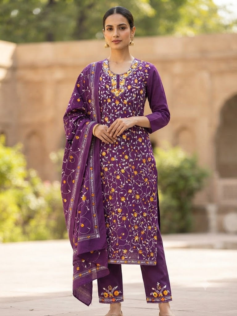 Chikonwala's Exclusive Hand Embroidered Fulkari Dress