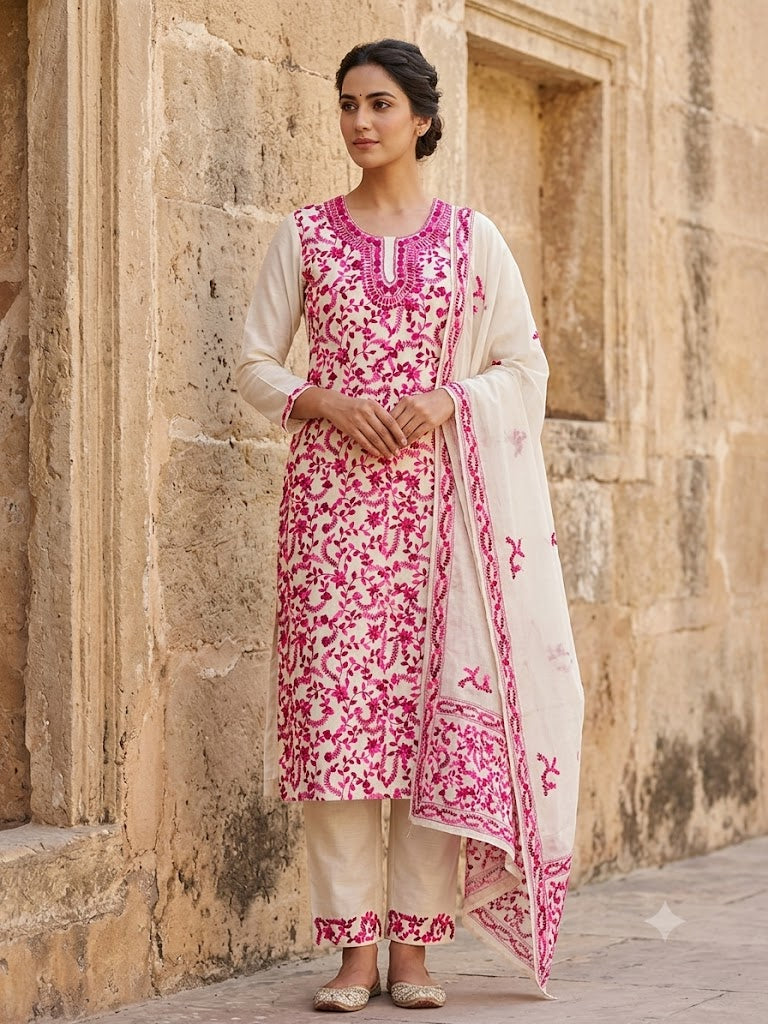 Chikonwala's Exclusive Hand Embroidered Fulkari Dress