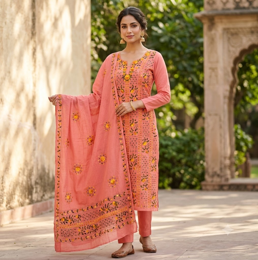 Chikonwala's Exclusive Hand Embroidered Fulkari Dress