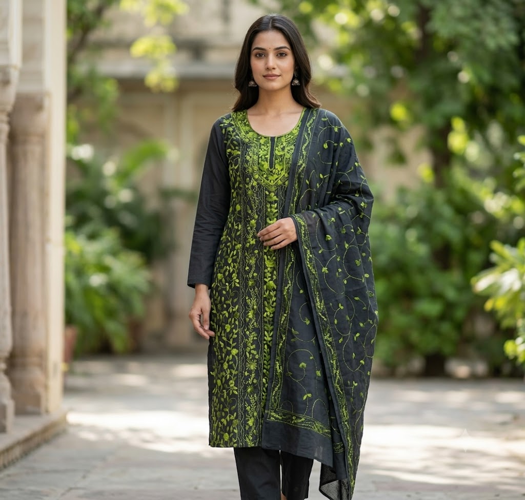 Chikonwala's Exclusive Hand Embroidered Fulkari Dress