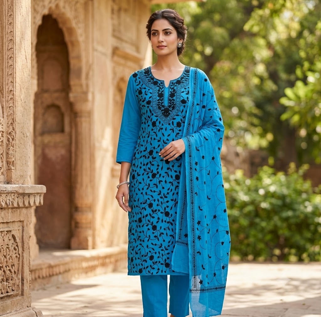 Chikonwala's Exclusive Hand Embroidered Fulkari Dress