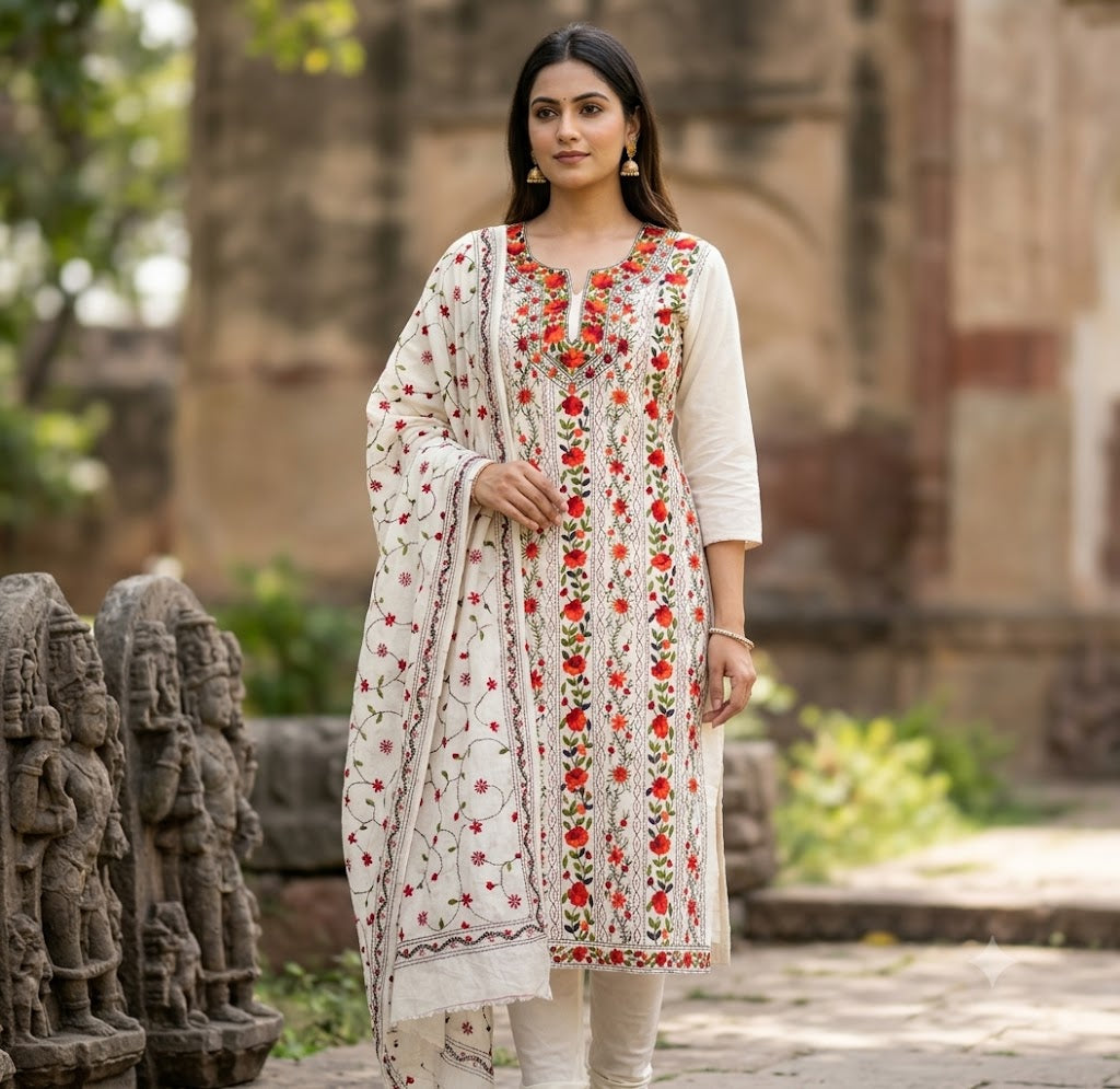 Chikonwala's Exclusive Hand Embroidered Fulkari Dress