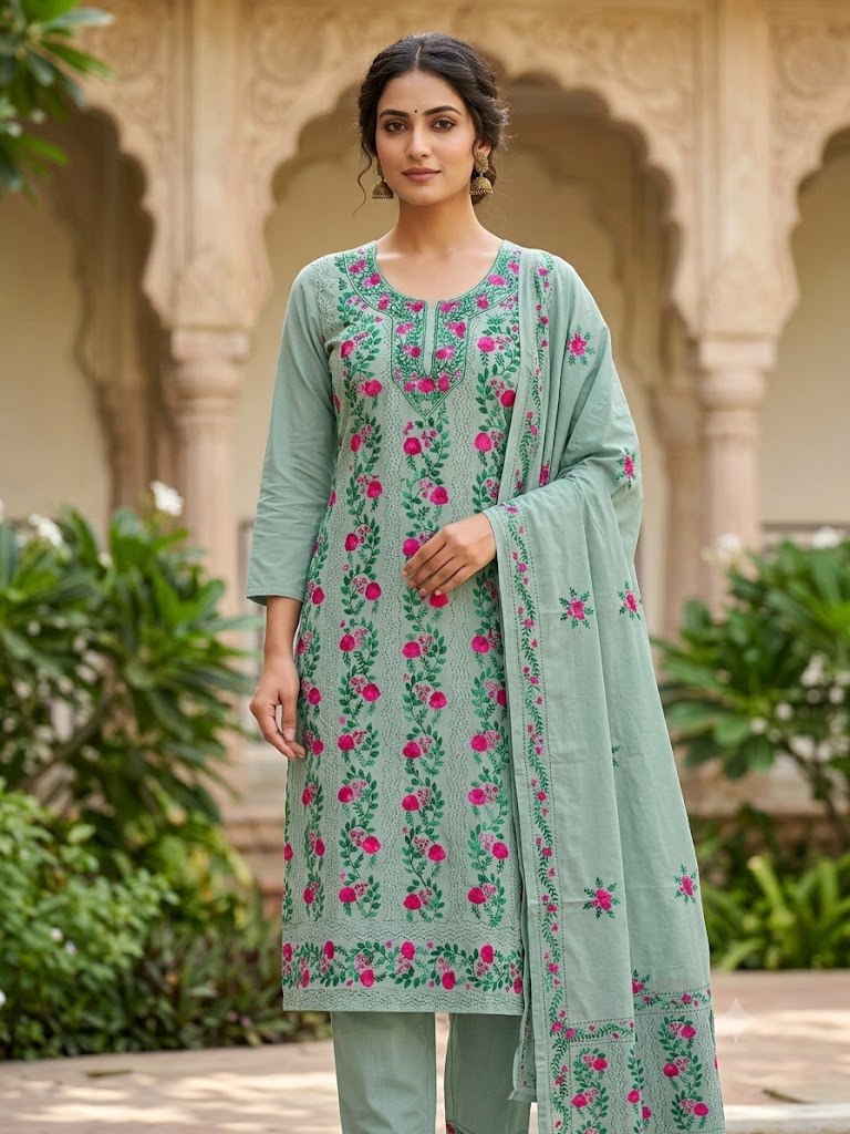 Chikonwala's Exclusive Hand Embroidered Fulkari Dress