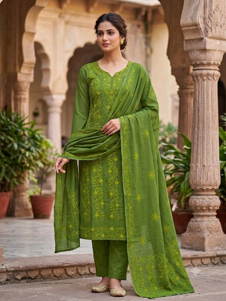 Chikonwala's Exclusive Hand Embroidered Fulkari Dress