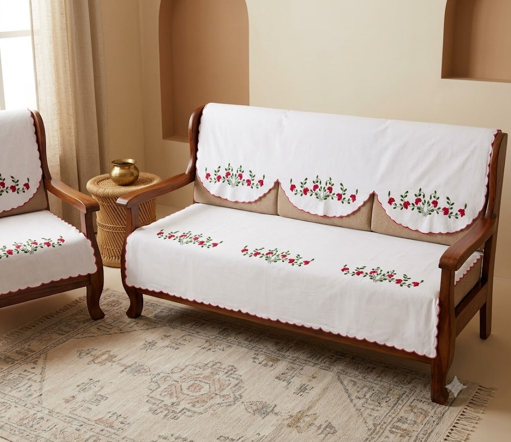 Hand Embroidered Sofa Cover (3+1+1 Seater)