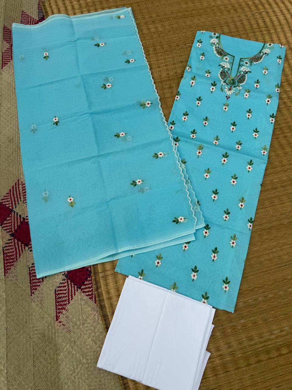 Chikonwala's Exclusive Hand Embroidered Organdy Cotton Dress Material