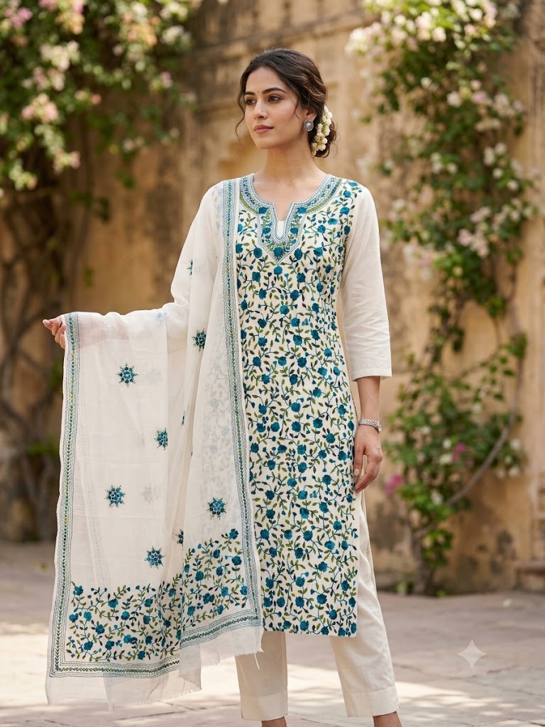 Chikonwala's Exclusive Hand Embroidered Fulkari Dress