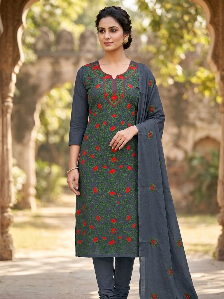 Chikonwala's Exclusive Hand Embroidered Fulkari Dress