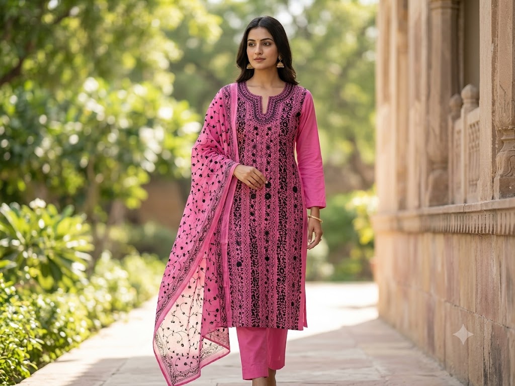 Chikonwala's Exclusive Hand Embroidered Fulkari Dress