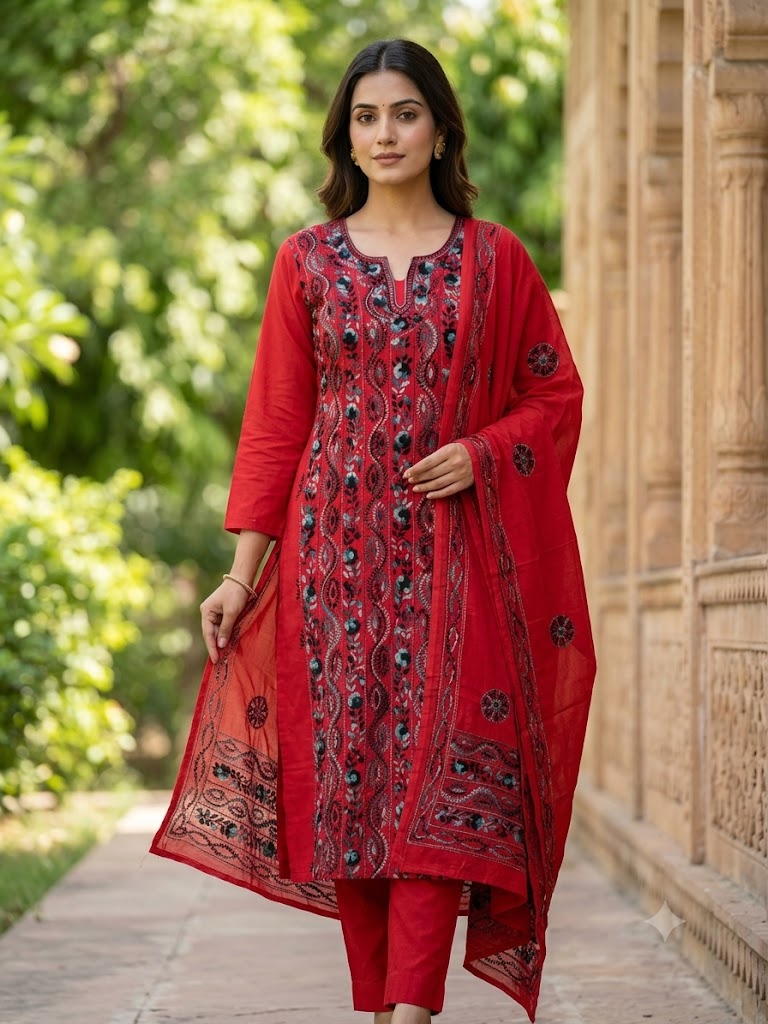Chikonwala's Exclusive Hand Embroidered Fulkari Dress