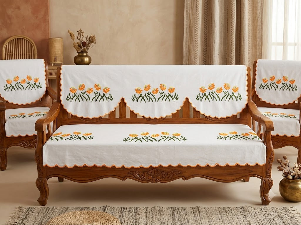 Hand Embroidered Sofa Cover (3+1+1 Seater)