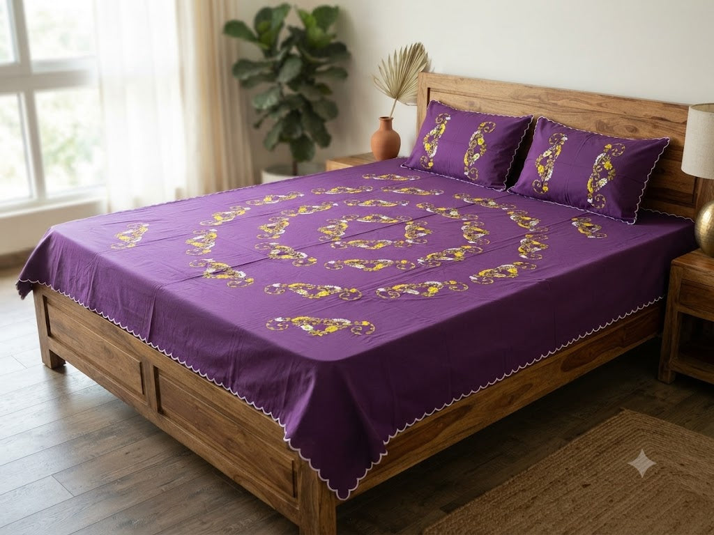 Chikonwala's Hand Embroidered Floral Design Bedsheet