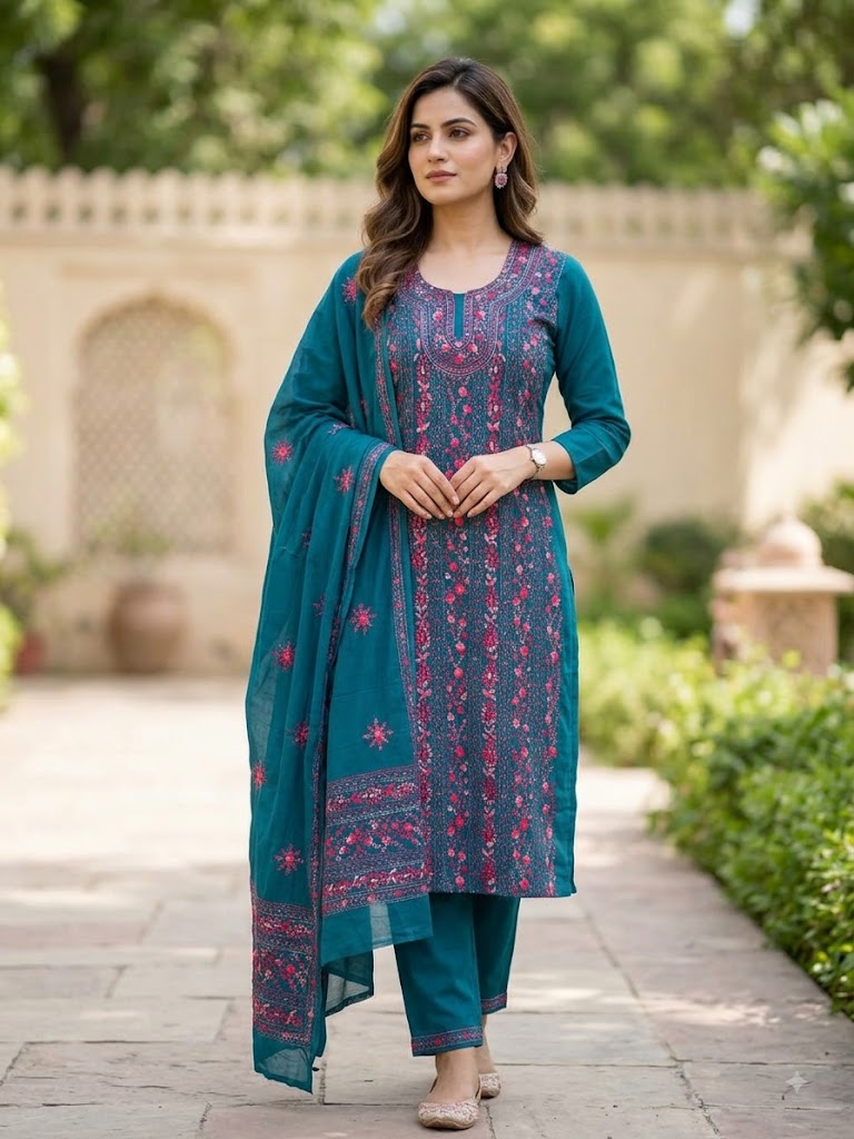 Chikonwala's Exclusive Hand Embroidered Fulkari Dress