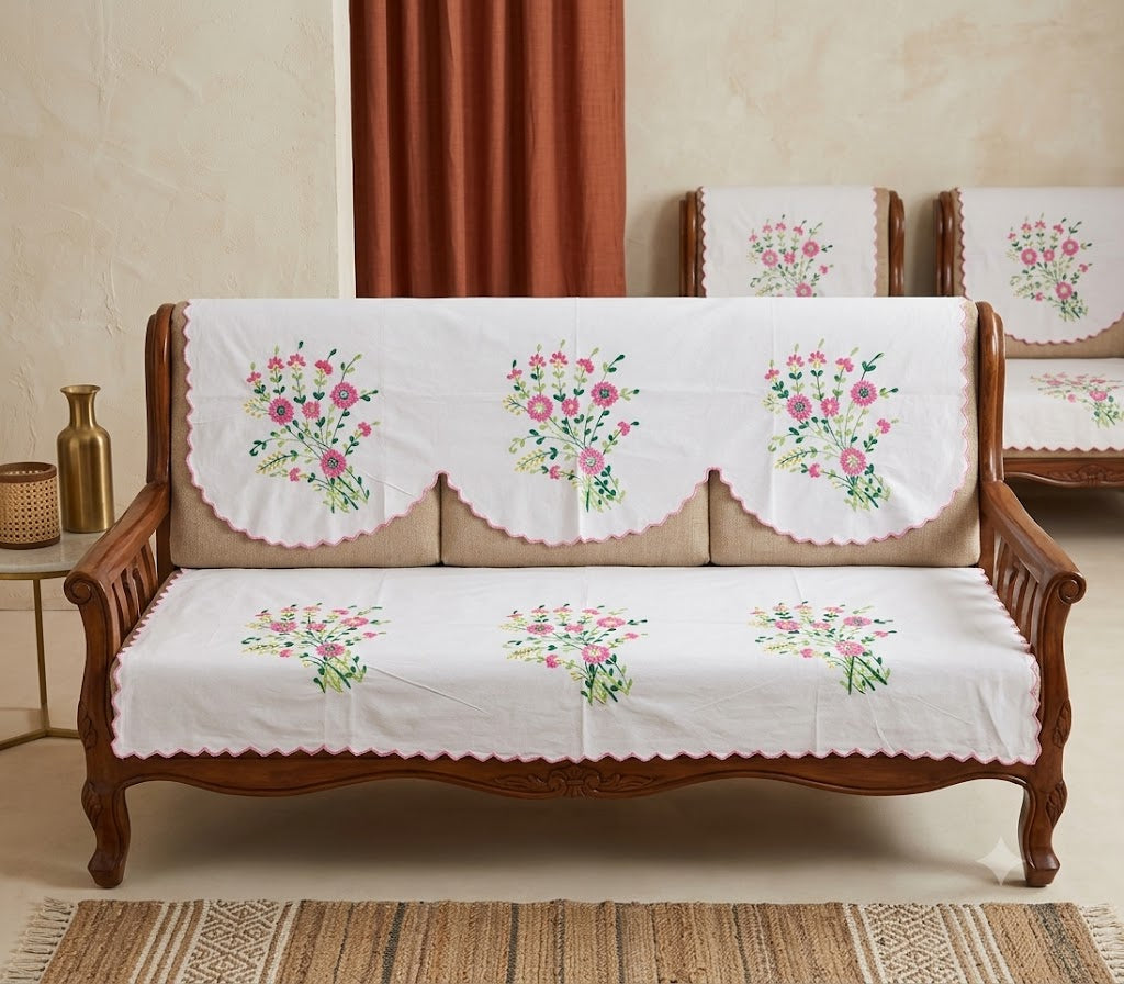 Hand Embroidered Sofa Cover (3+1+1 Seater)