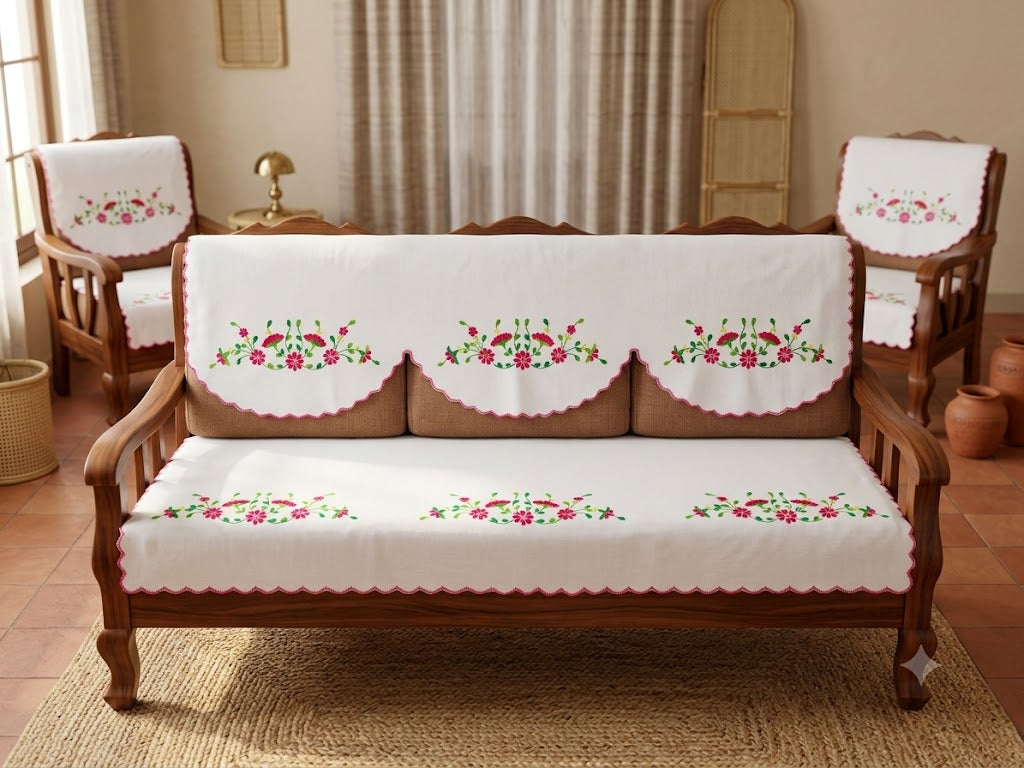 Hand Embroidered Sofa Cover (3+1+1 Seater)