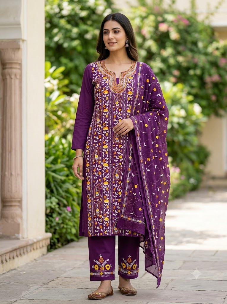 Chikonwala's Exclusive Hand Embroidered Fulkari Dress