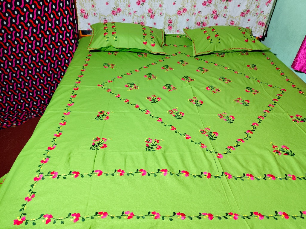 Chikonwala's Hand Embroidered Floral Design Bedsheet
