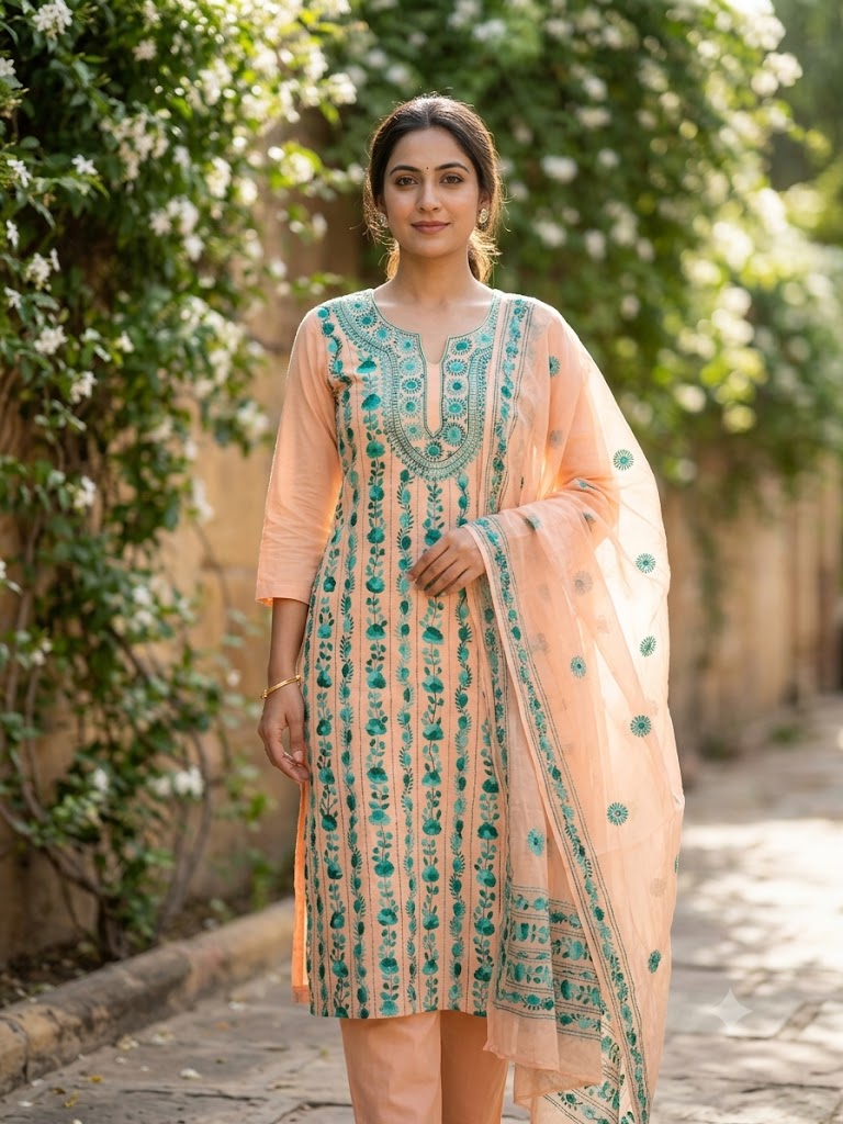 Chikonwala's Exclusive Hand Embroidered Fulkari Dress
