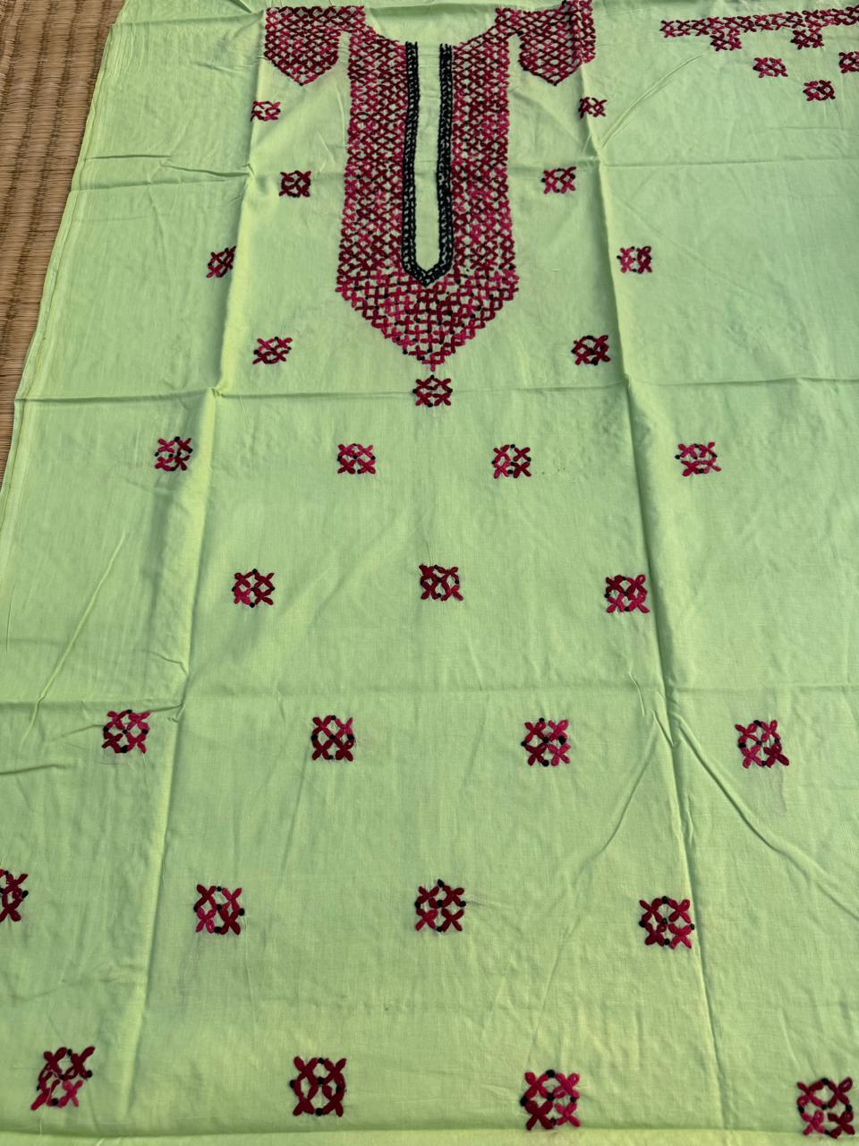 Title Hand Embroidered Pure Cotton Kurti Material | 3 Meter Premium Fabric | Made in India