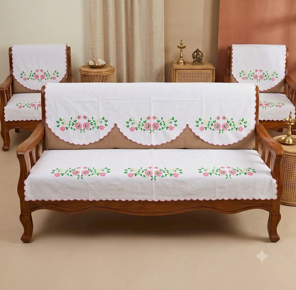 Hand Embroidered Sofa Cover (3+1+1 Seater)