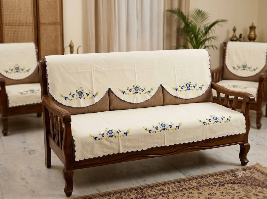 Hand Embroidered Sofa Cover (3+1+1 Seater)
