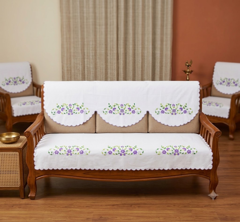Hand Embroidered Sofa Cover (3+1+1 Seater)