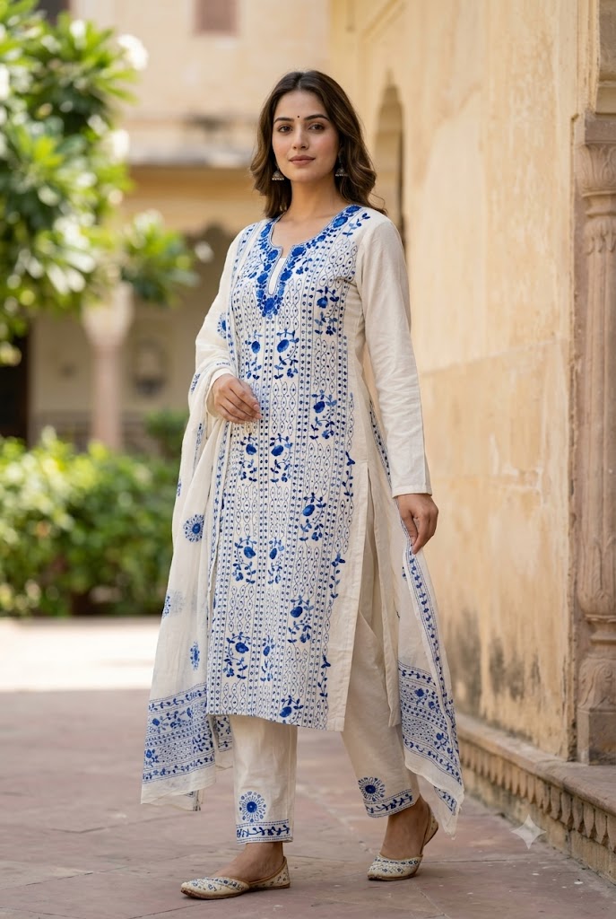 Chikonwala's Exclusive Hand Embroidered Fulkari Dress