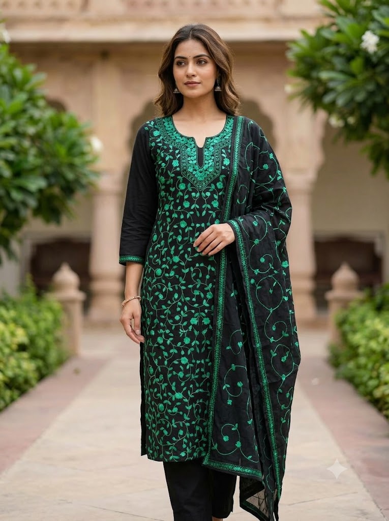 Chikonwala's Exclusive Hand Embroidered Fulkari Dress